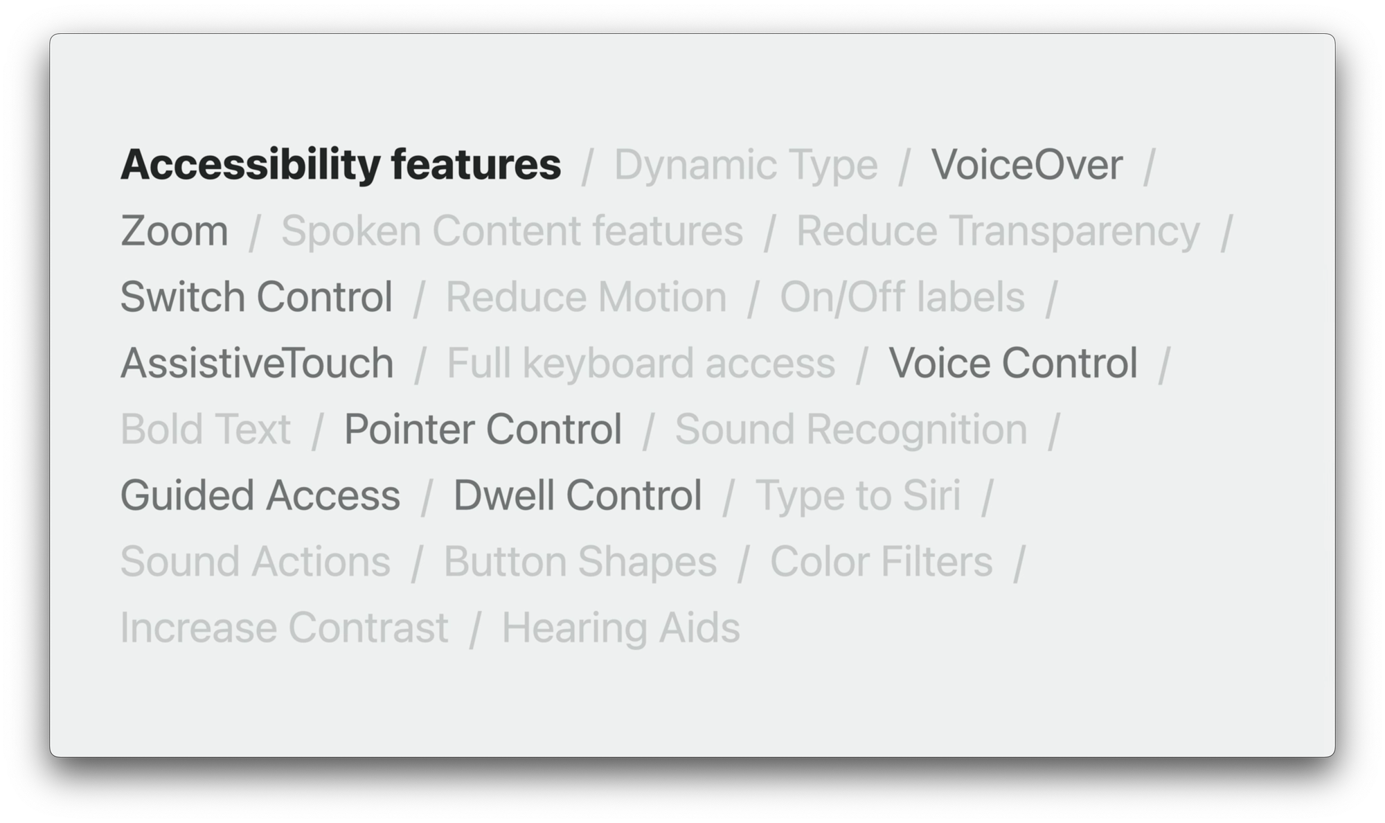 List of accessibility features included on visionOS