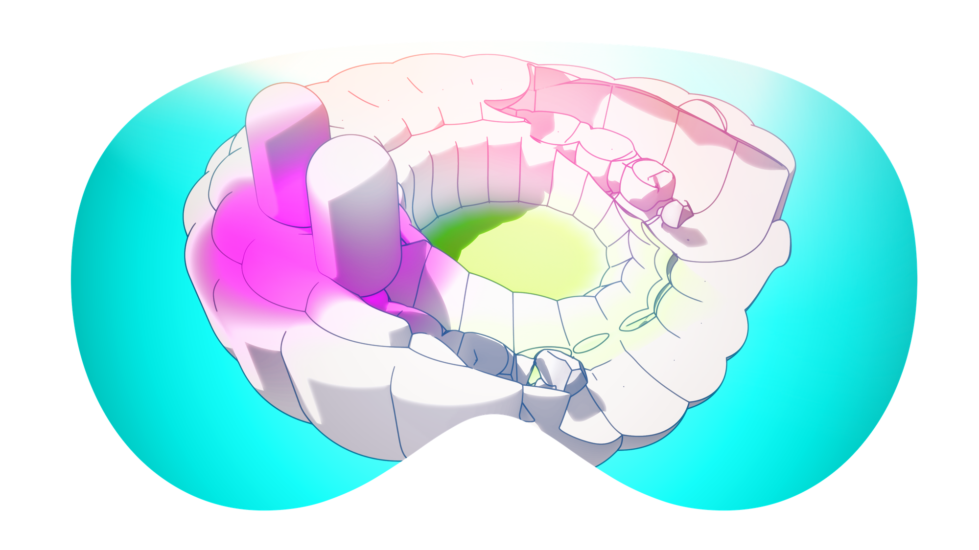 An abstract drawing of a coliseum that shows the relative amount of spatial computing on this year's WWDC categories
