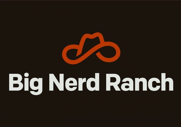 Latest version of the Big Nerd Ranch logo with a cowboy hat on top of bold letters