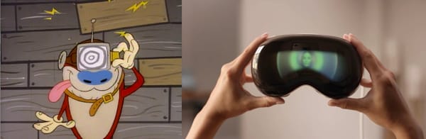 Banner comparing the frame from The Ren & Stimpy Show to the interface for scanning Persona on the AVP