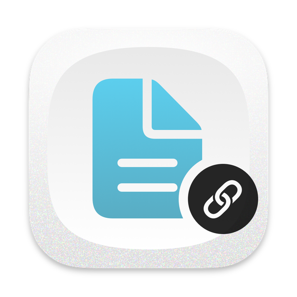 The Resources macOS app has an SF symbol with a text document and a link icon layered on top of it
