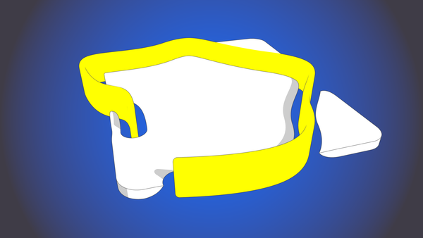 Illustration of a rectangle wrapped by a three-dimensional ribbon giving the sensation of melting in reference to the dilation process for outline drawing