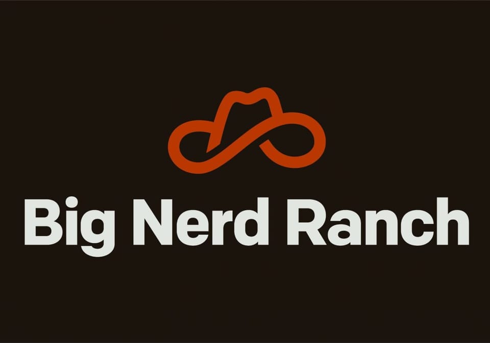 Latest version of the Big Nerd Ranch logo with a cowboy hat on top of bold letters