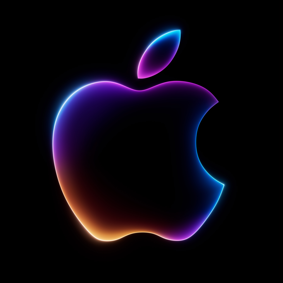 Apple's logo for WWDC24 edition. Made with gradients and glows on a black backdrop.